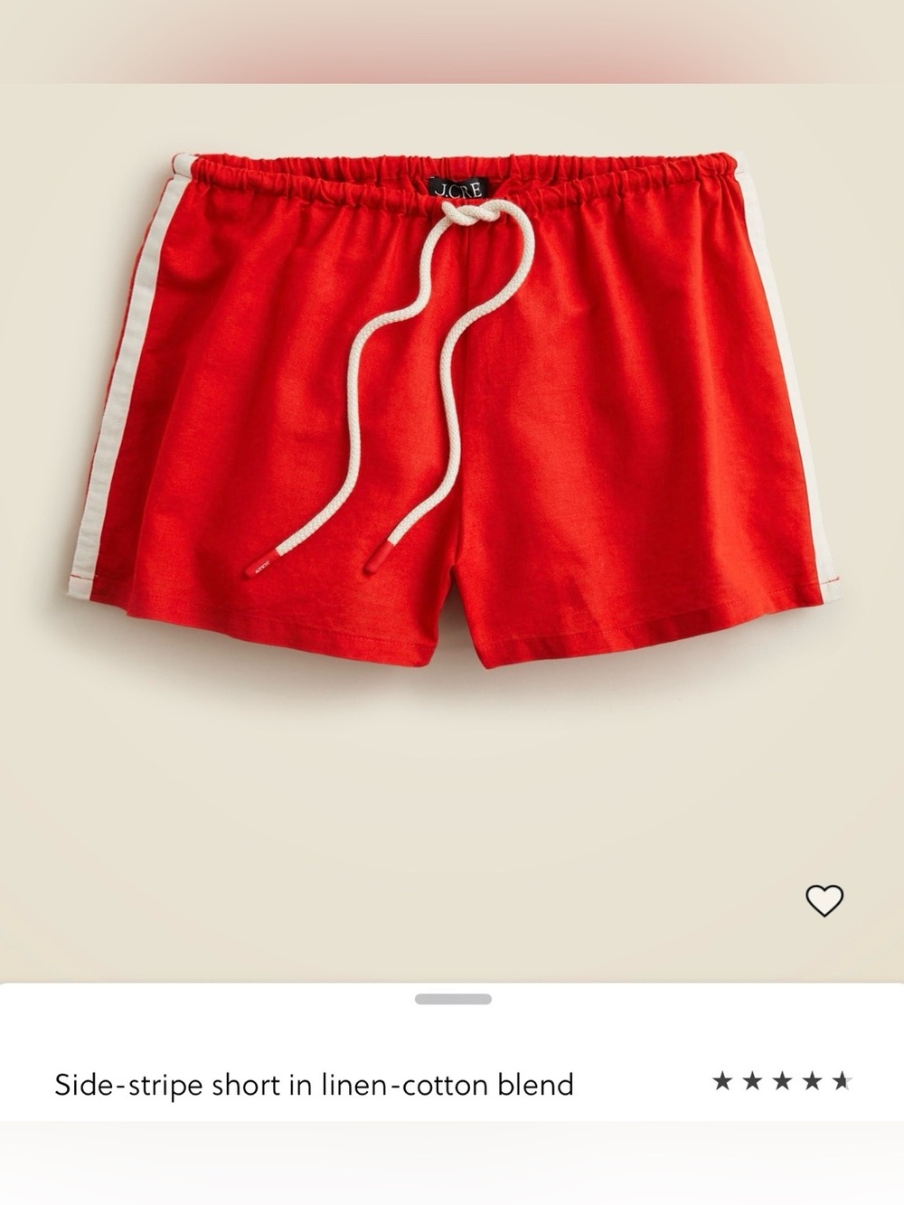 J. Crew Red Athletic Side-Stripe Drawstring Shorts